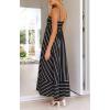imagechouyatou Womens Summer Striped Spaghetti Strap Maxi Dress Boho Flowy Swing Back Smocked Beach SundressBlack