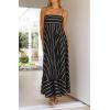 imagechouyatou Womens Summer Striped Spaghetti Strap Maxi Dress Boho Flowy Swing Back Smocked Beach SundressBlack