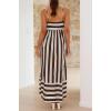 imagechouyatou Womens Summer Striped Spaghetti Strap Maxi Dress Boho Flowy Swing Back Smocked Beach SundressBrown