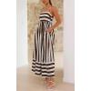 imagechouyatou Womens Summer Striped Spaghetti Strap Maxi Dress Boho Flowy Swing Back Smocked Beach SundressBrown
