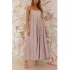 imagechouyatou Womens Summer Striped Spaghetti Strap Maxi Dress Boho Flowy Swing Back Smocked Beach SundressLight Brown