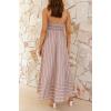 imagechouyatou Womens Summer Striped Spaghetti Strap Maxi Dress Boho Flowy Swing Back Smocked Beach SundressLight Brown