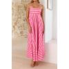 imagechouyatou Womens Summer Striped Spaghetti Strap Maxi Dress Boho Flowy Swing Back Smocked Beach SundressWatermelon Red