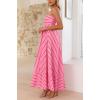imagechouyatou Womens Summer Striped Spaghetti Strap Maxi Dress Boho Flowy Swing Back Smocked Beach SundressWatermelon Red