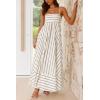 imagechouyatou Womens Summer Striped Spaghetti Strap Maxi Dress Boho Flowy Swing Back Smocked Beach SundressWhite