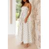 imagechouyatou Womens Summer Striped Spaghetti Strap Maxi Dress Boho Flowy Swing Back Smocked Beach SundressWhite