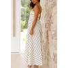 imagechouyatou Womens Summer Striped Spaghetti Strap Maxi Dress Boho Flowy Swing Back Smocked Beach SundressWhite