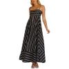 imagechouyatou Womens Summer Striped Spaghetti Strap Maxi Dress Boho Flowy Swing Back Smocked Beach SundressBlack