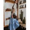 imagechouyatou Womens Boho Frayed Tiered Denim Skirt Pleated Ruffle A Line Swing Skirt Y2k Maxi Long Jean SkirtBlue
