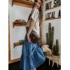 imagechouyatou Womens Boho Frayed Tiered Denim Skirt Pleated Ruffle A Line Swing Skirt Y2k Maxi Long Jean SkirtDark Blue