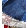 imagechouyatou Womens Casual Elastic Waist Denim Skirt Lace Ruffle Hem Pleated Midi Long Jean Skirt with PocketsDark Blue