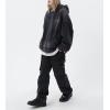 imagechouyatou Womens Distressed Hooded Pullover Denim Jacket Hoodie Boyfriend Casual Jean Sweatshirt TopBlack