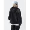 imagechouyatou Womens Distressed Hooded Pullover Denim Jacket Hoodie Boyfriend Casual Jean Sweatshirt TopBlack