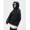 imagechouyatou Womens Distressed Hooded Pullover Denim Jacket Hoodie Boyfriend Casual Jean Sweatshirt TopBlack