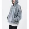 imagechouyatou Womens Distressed Hooded Pullover Denim Jacket Hoodie Boyfriend Casual Jean Sweatshirt TopBlue