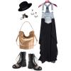 imagechouyatou Womens Sleeveless Denim Chiffon Splicing Ruffle Overall Dress Loose Maxi Bib Jumper DressBlack
