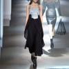 imagechouyatou Womens Sleeveless Denim Chiffon Splicing Ruffle Overall Dress Loose Maxi Bib Jumper DressBlack