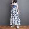 imagechouyatou Womens Sleeveless Denim Chiffon Splicing Ruffle Overall Dress Loose Maxi Bib Jumper DressBlue