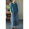 imagechouyatou Womens Spring Summer Oversized Button Down Hooded Linen Shirt Jacket TopBlue