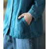 imagechouyatou Womens Spring Summer Oversized Button Down Hooded Linen Shirt Jacket TopBlue