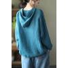 imagechouyatou Womens Spring Summer Oversized Button Down Hooded Linen Shirt Jacket TopBlue