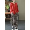 imagechouyatou Womens Spring Summer Oversized Button Down Hooded Linen Shirt Jacket TopRed
