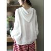 imagechouyatou Womens Spring Summer Oversized Button Down Hooded Linen Shirt Jacket TopWhite