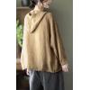 imagechouyatou Womens Spring Summer Oversized Button Down Hooded Linen Shirt Jacket TopYellow