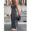 imagechouyatou Womens Summer Sleeveless Denim Shirt Dress Business Casual Button Down Midi Long Jean Dress with BeltBlack
