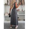 imagechouyatou Womens Summer Sleeveless Denim Shirt Dress Business Casual Button Down Midi Long Jean Dress with BeltBlack