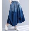 imagechouyatou Womens 2024 Ruched Midi Long Denim Skirt Casual ALine High Waist Pleated Jean SkirtBlue