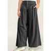 imagechouyatou Womens Baggy Wide Leg Pleated Denim Pants Casual Elastic High Waisted Palazzo Barrel JeansBlack