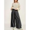 imagechouyatou Womens Baggy Wide Leg Pleated Denim Pants Casual Elastic High Waisted Palazzo Barrel JeansBlack