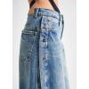 imagechouyatou Womens Boyfriend Y2K Wide Leg Side Split Denim Pants Casual Low Waisted Palazzo JeansBlue