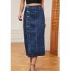 imagechouyatou Womens Casual Button Down Split Jean Skirt ALine Midi Long Denim Cargo SkirtDark Blue