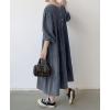 imagechouyatou Womens Casual Ruffle Long Sleeve Denim Dress Button Up Baydoll Tiered Jean Midi Long DressBlack