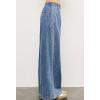 imagechouyatou Womens Casual Wide Leg Denim Pants Elastic Waist Boyfriend Palazzo Jeans with PocketsBlue