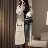 imagechouyatou Womens Cute Sailor Collar Striped Open Front Long Knit Cardigan Sweaters Coat with PocketsBeige