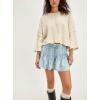imagechouyatou Womens Denim Pleated A Line Mini Skirt High Elastic Waisted Button Ruffle Jean Short SkirtLight Blue
