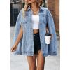 imagechouyatou Womens Oversized Denim Poncho Jacket Sleeveless Dressy Jean Jacket Cloak CoatBlue