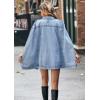 imagechouyatou Womens Oversized Denim Poncho Jacket Sleeveless Dressy Jean Jacket Cloak CoatBlue