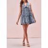 imagechouyatou Womens Sexy VNeck Pleated Front Denim Shirt Dress Cute Button Down Mini Tank Jean DressBlue