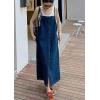imagechouyatou Womens Spaghetti Strap Denim Overall Dress Bib Dress Jumper Maxi Long Jean Dress with PocketsBlue