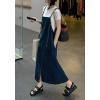 imagechouyatou Womens Spaghetti Strap Denim Overall Dress Bib Dress Jumper Maxi Long Jean Dress with PocketsBlue