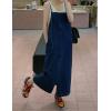imagechouyatou Womens Spaghetti Strap Denim Overall Dress Bib Dress Jumper Maxi Long Jean Dress with PocketsBlue