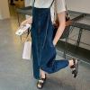 imagechouyatou Womens Spaghetti Strap Denim Overall Dress Bib Dress Jumper Maxi Long Jean Dress with PocketsBlue