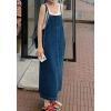 imagechouyatou Womens Spaghetti Strap Denim Overall Dress Bib Dress Jumper Maxi Long Jean Dress with PocketsBlue