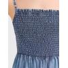 imagechouyatou Womens Spaghetti Strap Smocked Denim Dress Tiered High Waist Maxi Long Jean DressBlue