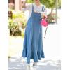 imagechouyatou Womens Y2K Cute Ruffle Denim Overall Jean Dress Distressed Flared Maxi long Bib Jumper DressBlue