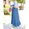 imagechouyatou Womens Y2K Cute Ruffle Denim Overall Jean Dress Distressed Flared Maxi long Bib Jumper DressBlue